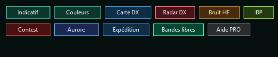 Boutons des fonctions PRO du Widget DX HB9HBY